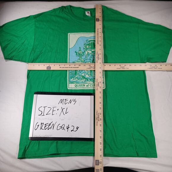 Queen of Cups Fruit of the Loom T-Shirt Adult Mens Size Extra Large XL Green - Picture 6 of 9